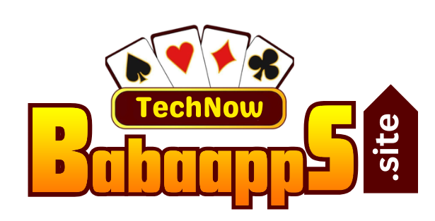 Technow Baba Apps site logo with playing card symbols and bold orange-yellow text.