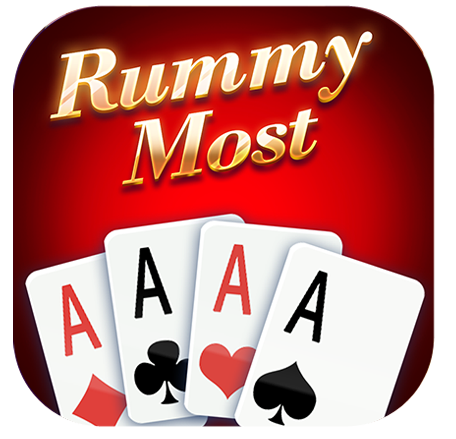 Rummy Most app icon showing four aces of different suits on a red background with the text Rummy Most